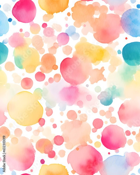 Fototapeta Colorful dots watercolor seamless pattern