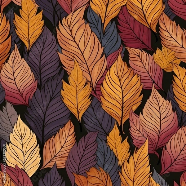 Obraz Autumn Leaves Pattern. Generative ai