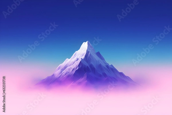 Fototapeta A stunning minimalist background of a single mountain unicake against a gradient sky, with a subtle texture adding depth. Generative AI