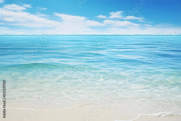 Fototapeta Abstract beautiful sandy beaches background with crystal clear waters of the sea and the lagoon.Generative AI
