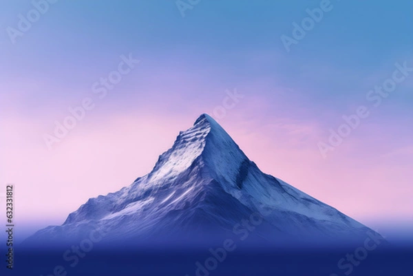 Fototapeta A stunning minimalist background of a single mountain unicake against a gradient sky, with a subtle texture adding depth. Generative AI