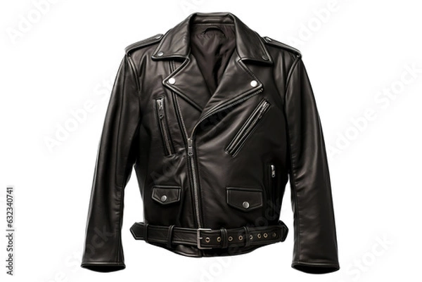 Obraz black leather jacket on white background