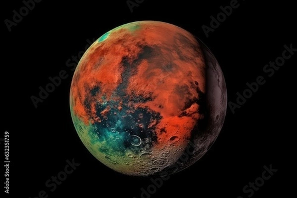 Fototapeta Cosmological setting and rocky planet surface in space. It's just Mars. Generative AI