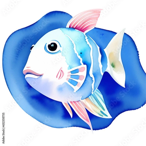 Obraz fish, watercolor ocean theme, generative ai