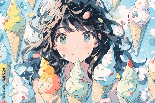 Fototapeta アイス好きの女の子,Generative AI AI画像