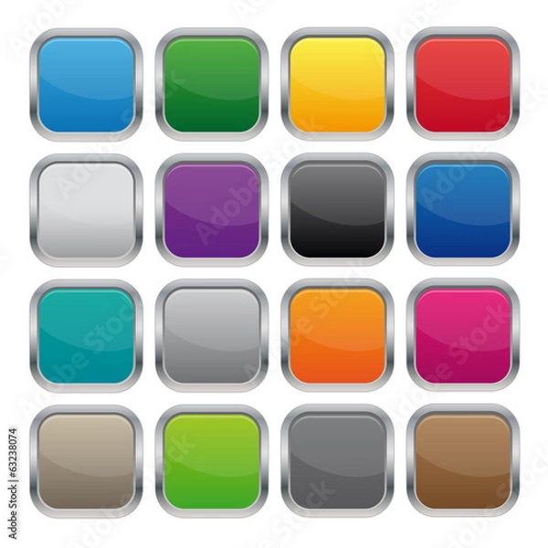 Fototapeta Metallic square buttons