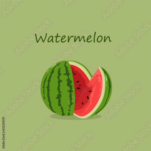 Obraz Illustration of watermelon with a green background 