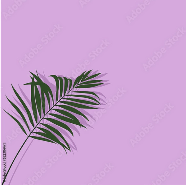 Obraz Vector illustration of a palm leaf on a purple background 