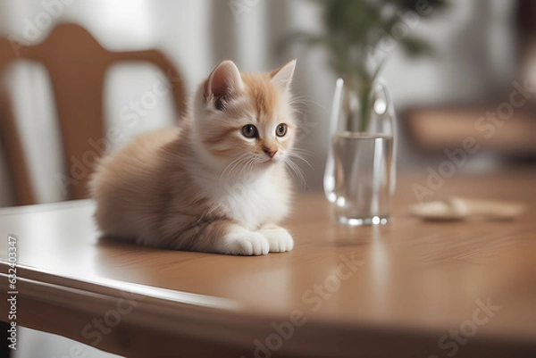 Obraz cat in the kitchen. generative ai