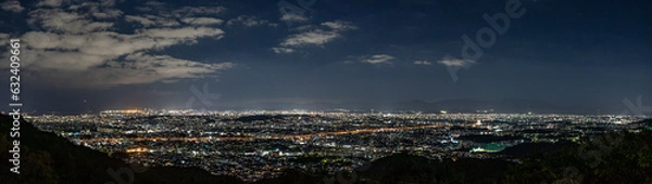Fototapeta 晴れた夜空と夜景