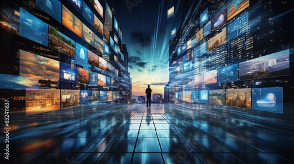 Obraz Entertainment Trends. Streaming Revolution. Streaming Dominance. New Media Era. Generative ai