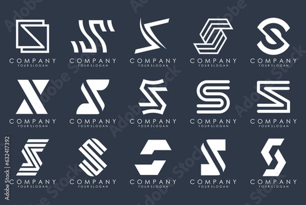 Obraz Abstract collection with letters S logo design. creative design logotype S with white color.