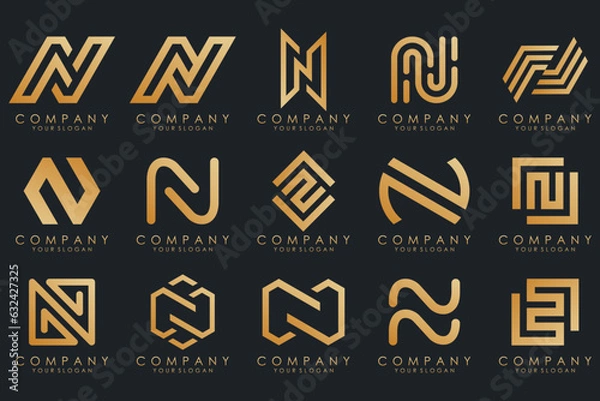 Obraz set of Abstract letter N logo design. modern creative logotype monogram icon design inspiration.