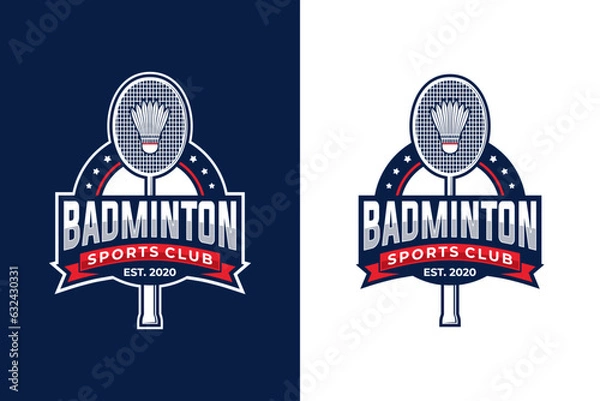 Obraz badminton vector graphic template. illustration of sport tournament in badge emblem style.