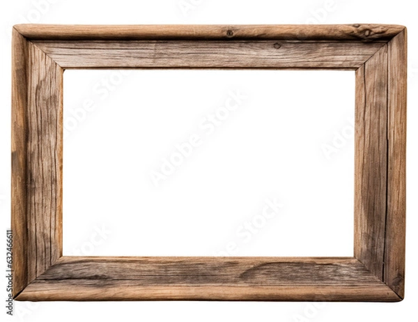 Fototapeta Old rustic wooden frame isolated on transparent or white background, png