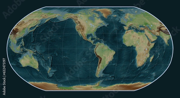 Obraz World map - -90 PM. Robinson Projection
