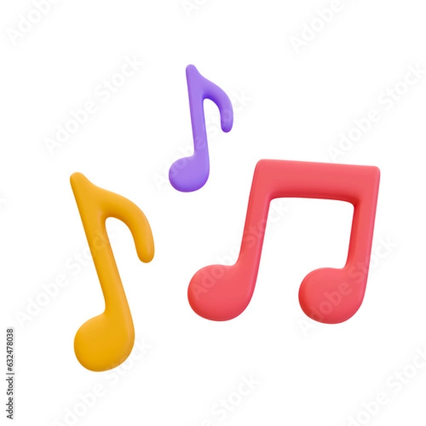 Fototapeta 3d minimal music notes. melody icon. 3d illustration.