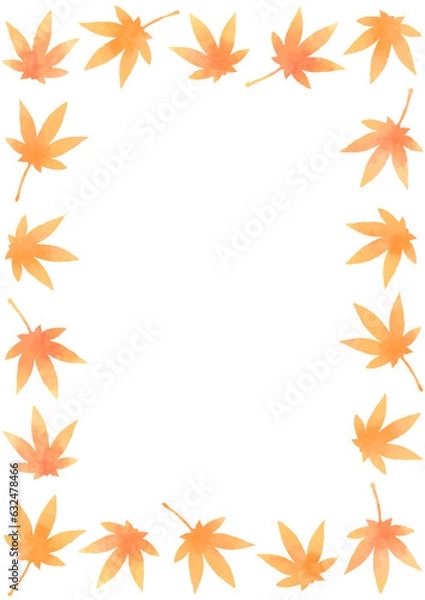 Fototapeta シンプルなモミジのフレームイラスト