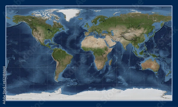 Obraz World satellite map - 0 PM. Patterson Cylindrical
