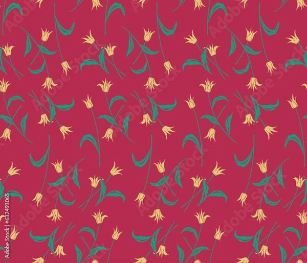 Obraz Japanese Flower Leaf Curl Branch Vector Seamless Pattern
