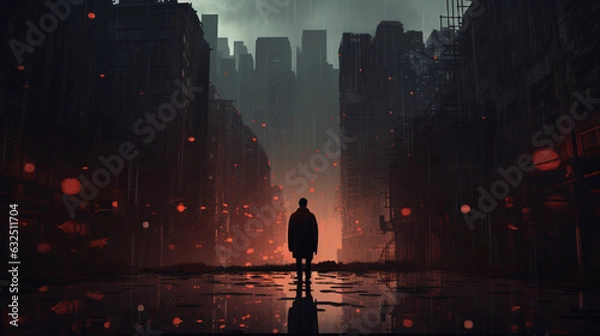 Obraz Cityscape setting for a drama film, urban and evocative