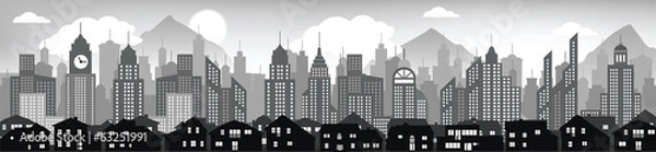 Obraz Cityscape background (black & white)