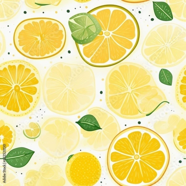 Fototapeta Line art, various lemon slices. Beautiful illustration picture. Generative AI