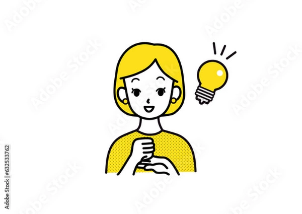 Obraz 思いついた女性