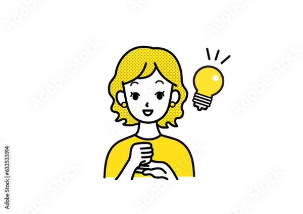 Obraz 思いついた女性