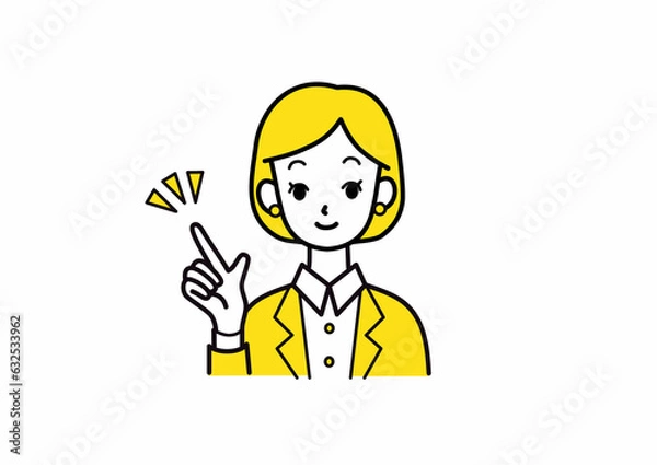 Fototapeta 笑顔でポイントを紹介する女性