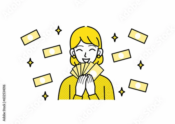 Fototapeta 大金を手にした女性