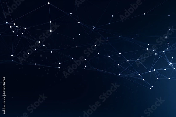 Fototapeta Dark blue geometric plexus abstract background with lines and dots, technology, tech, Generative AI
