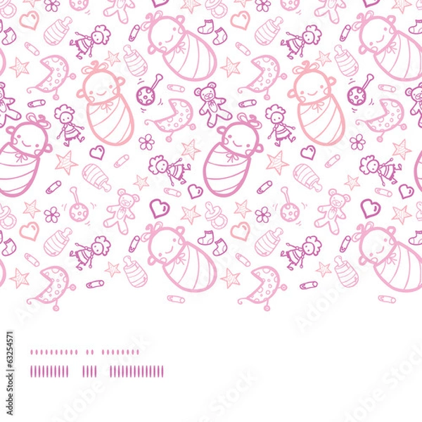Obraz Baby girls horizontal border seamless pattern background