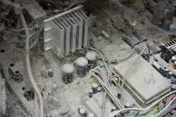 Obraz Electronic panel cobweb and dust