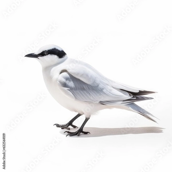 Fototapeta Gull-billed tern bird isolated on white. Generative AI