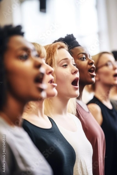 Obraz shot of a choir singing together in rehearsals