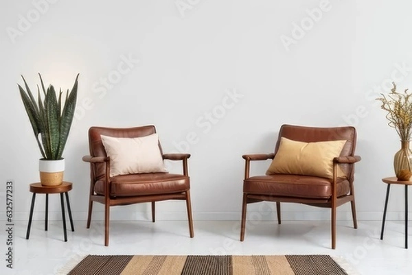 Fototapeta two chairs and table in the room