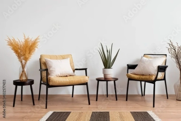 Fototapeta two chairs and table in the room