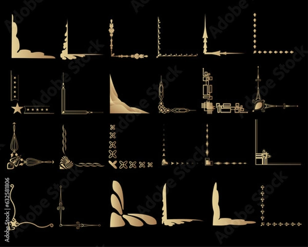 Obraz Gold Corners and Borders Decorative Vintage Frames Design Elements Set