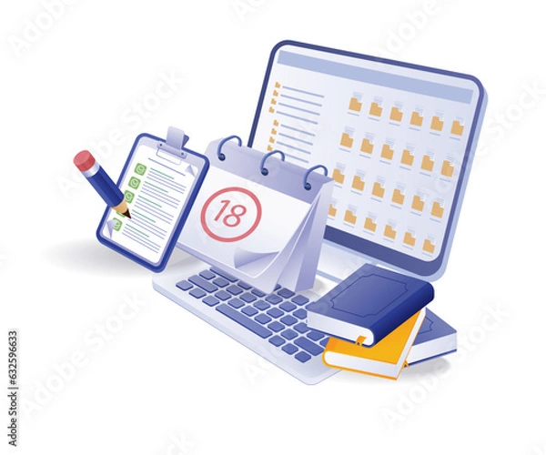 Fototapeta Computer online study folder