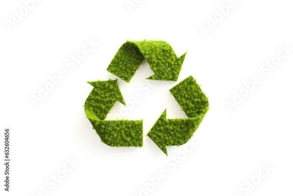 Fototapeta Environmentally friendly recycling concept. 3D rendering of the green icon. Generated by AI