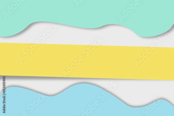 Fototapeta abstract background in pastel colors waves and sun, paper cut style with copy space