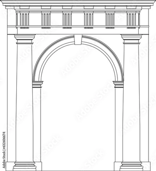 Fototapeta Vector illustration sketch of doric column design of classical roman greek entrance gate