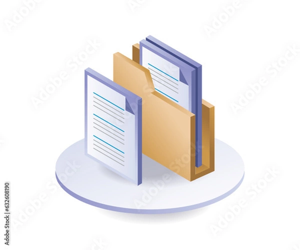 Fototapeta Data folder isometric illustration
