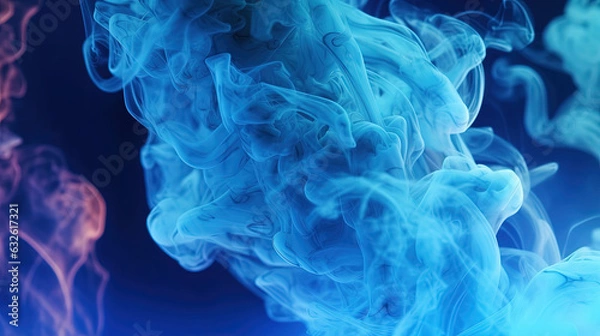 Fototapeta Blue-Cyan Dense Liquid Paint Smoky and Foggy Abstract Background AI Generative