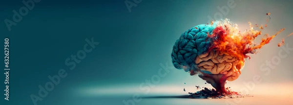 Fototapeta concept of a human brain full with creativity, shows multiple colors and action