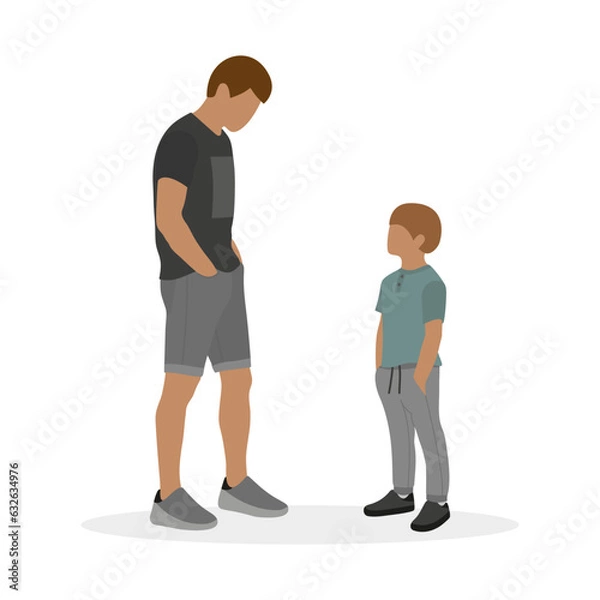 Obraz Male character looking at a boy on a white background