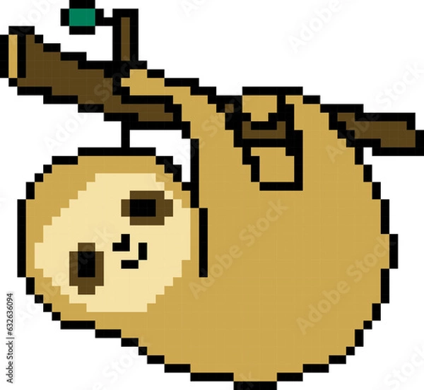 Fototapeta Sloth cartoon icon in pixel style