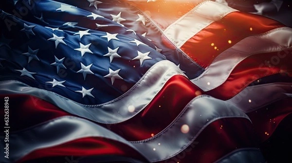 Fototapeta patriotic fourth of july wavy up close american flag generative AI