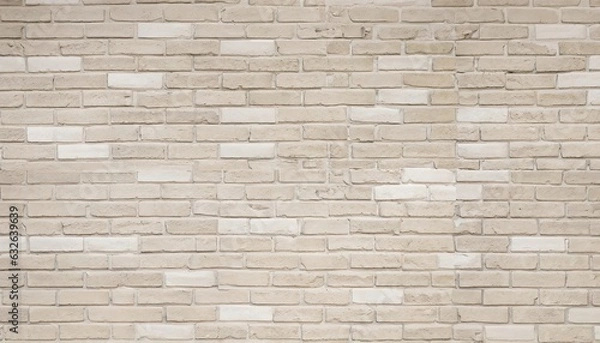 Fototapeta Cream and white brick wall texture background. Brickwork and stonework flooring interior rock old pattern design.
